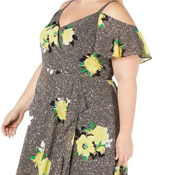 INC Womens Plus Floral Surplice Midi Dress - Picture 1 of 1